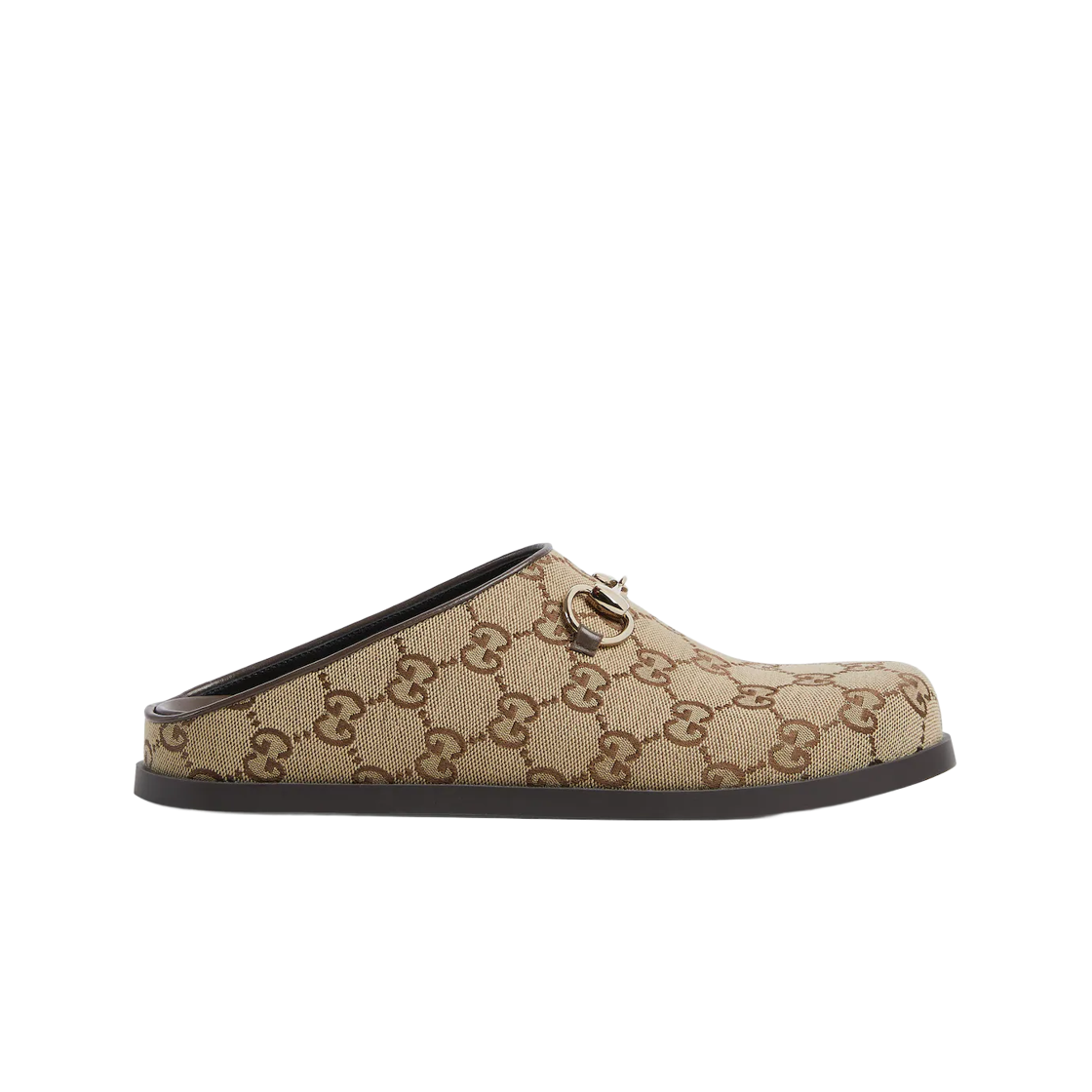837130-FAB10-2543 (W) Gucci Horsebit Mules Beige Dark Brown