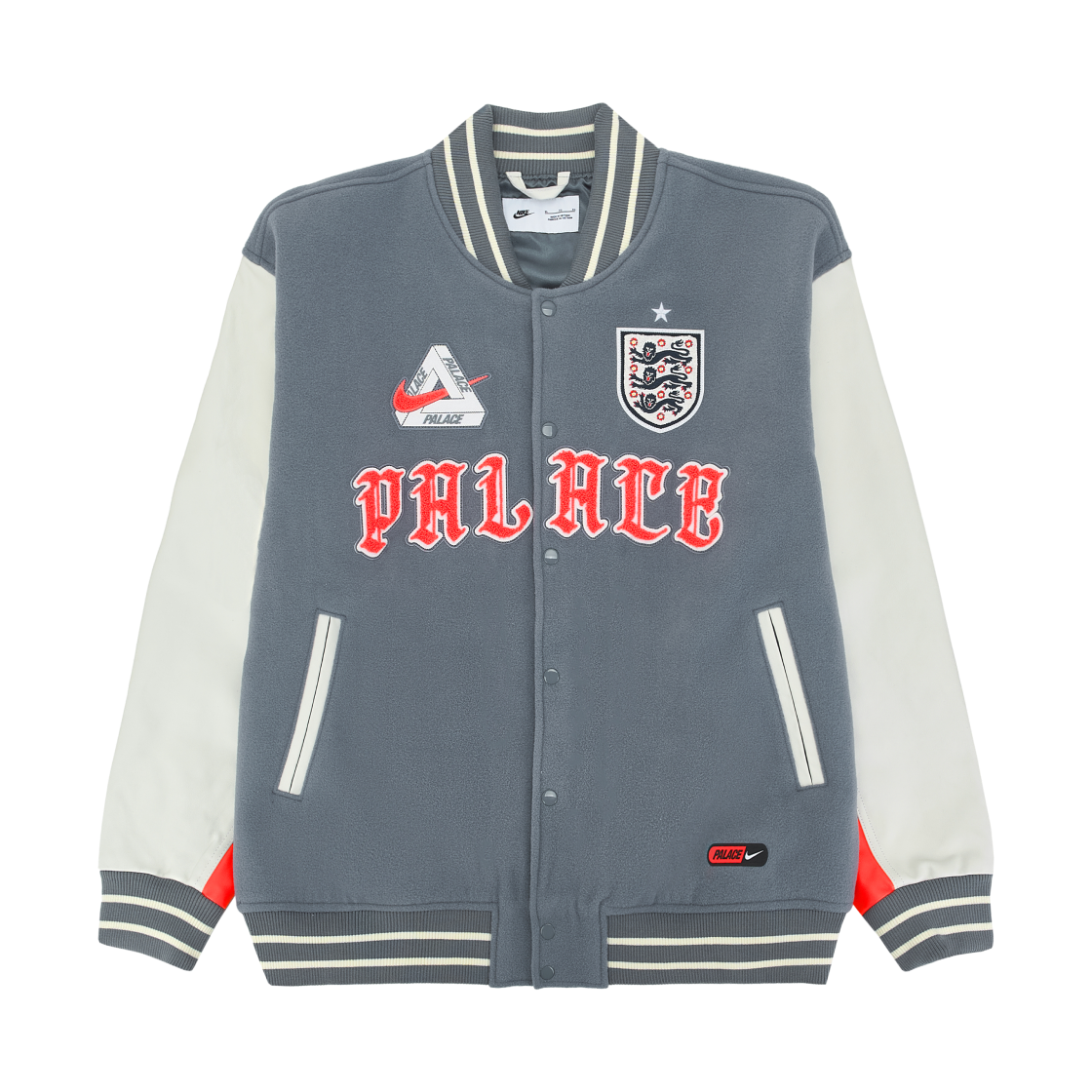 팔라스 x 나이키 잉글랜드 바시티 자켓 쿨 그레이 화이트(Palace x Nike England Varsity Jacket Cool Grey White)