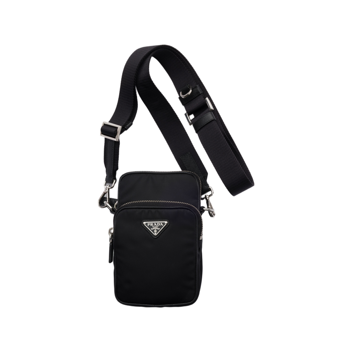 2ZT066-2DMH-F0002 Prada Re-Nylon and Saffiano Leather Smartphone Case Black