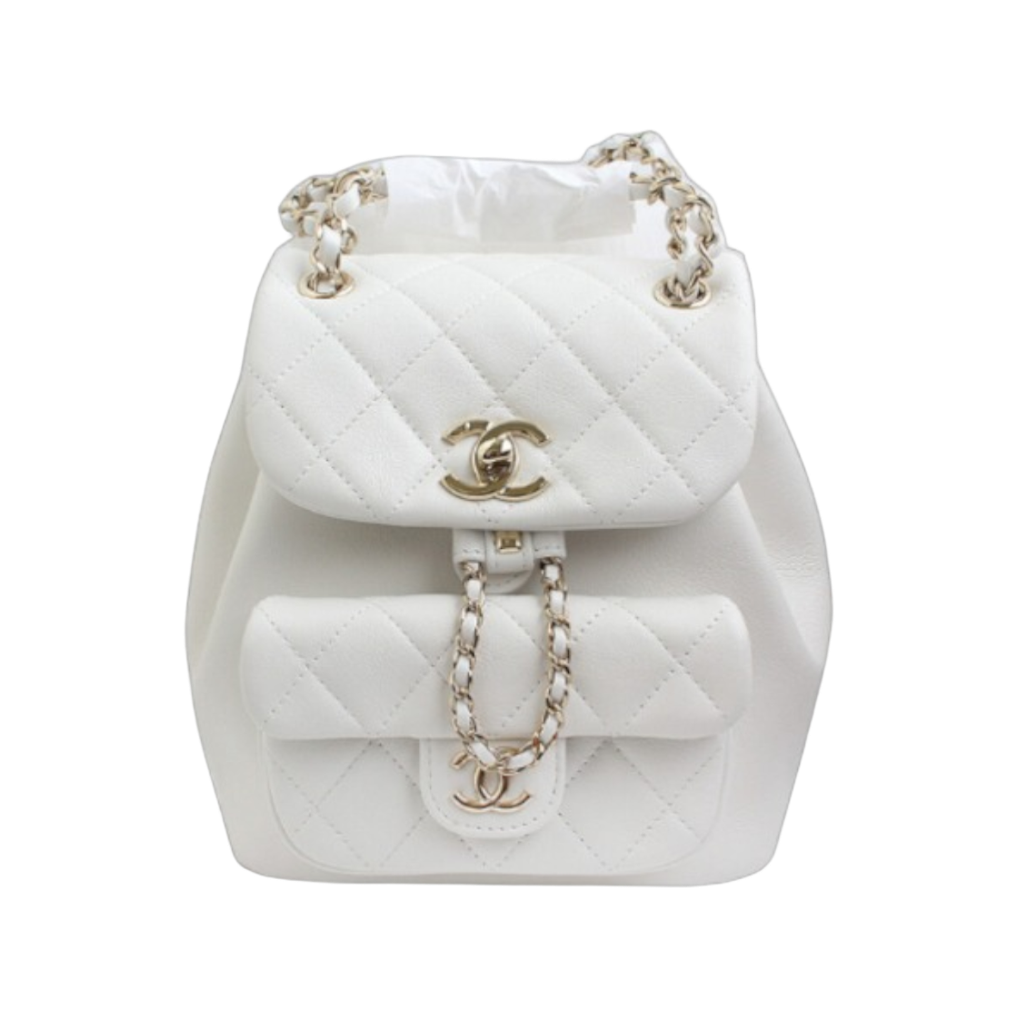 샤넬 화이트 듀마 샴페인 골드 스몰 백팩 내장칩(Chanel White Duma Champagne Gold Small Backpack with Chip)