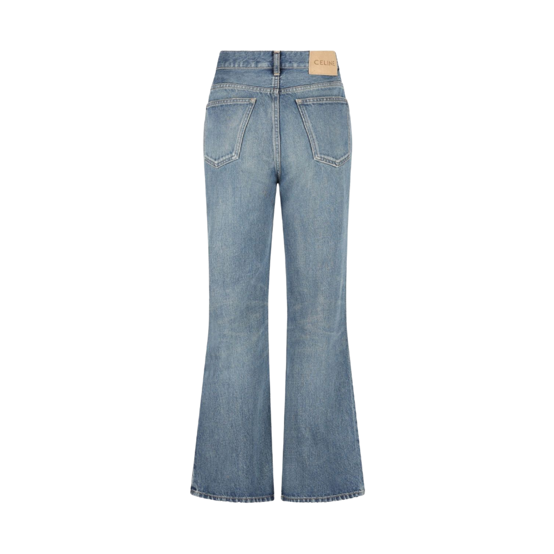 (W) 셀린느 워시드 코튼 부츠 컷 데님 진 블루((W) Celine Washed Cotton Boot Cut Denim Jeans Blue) - 2
