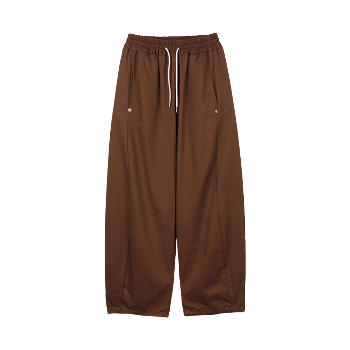 지크립 코튼 벌룬핏 사이드 스냅 와이드 팬츠 브라운(GCLIP Cotton Balloon Fit Side Snap Wide Pants Brown)