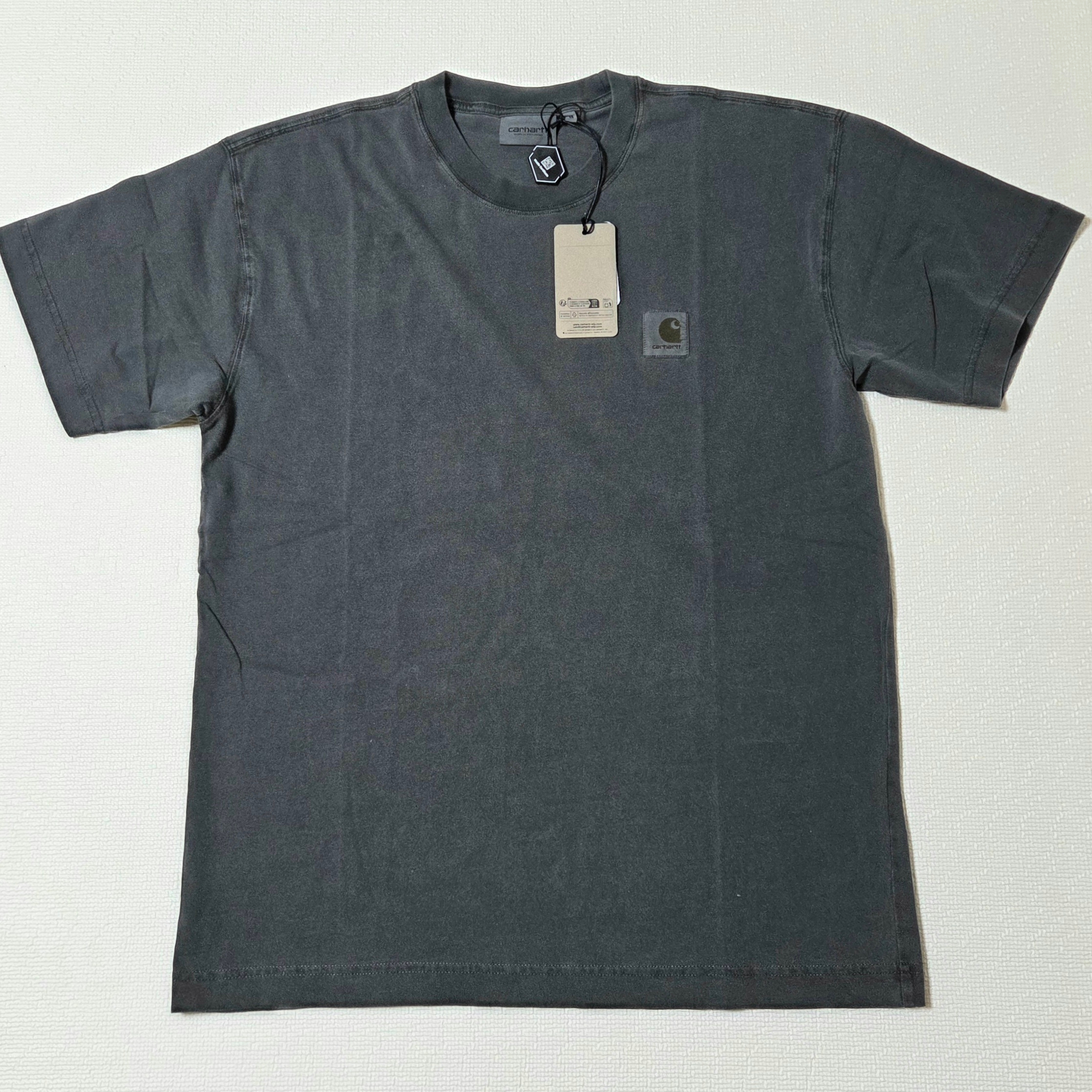 Carhartt WIP S/S Nelson T-Shirt Black Garment Dyed 착용 스타일 - 1