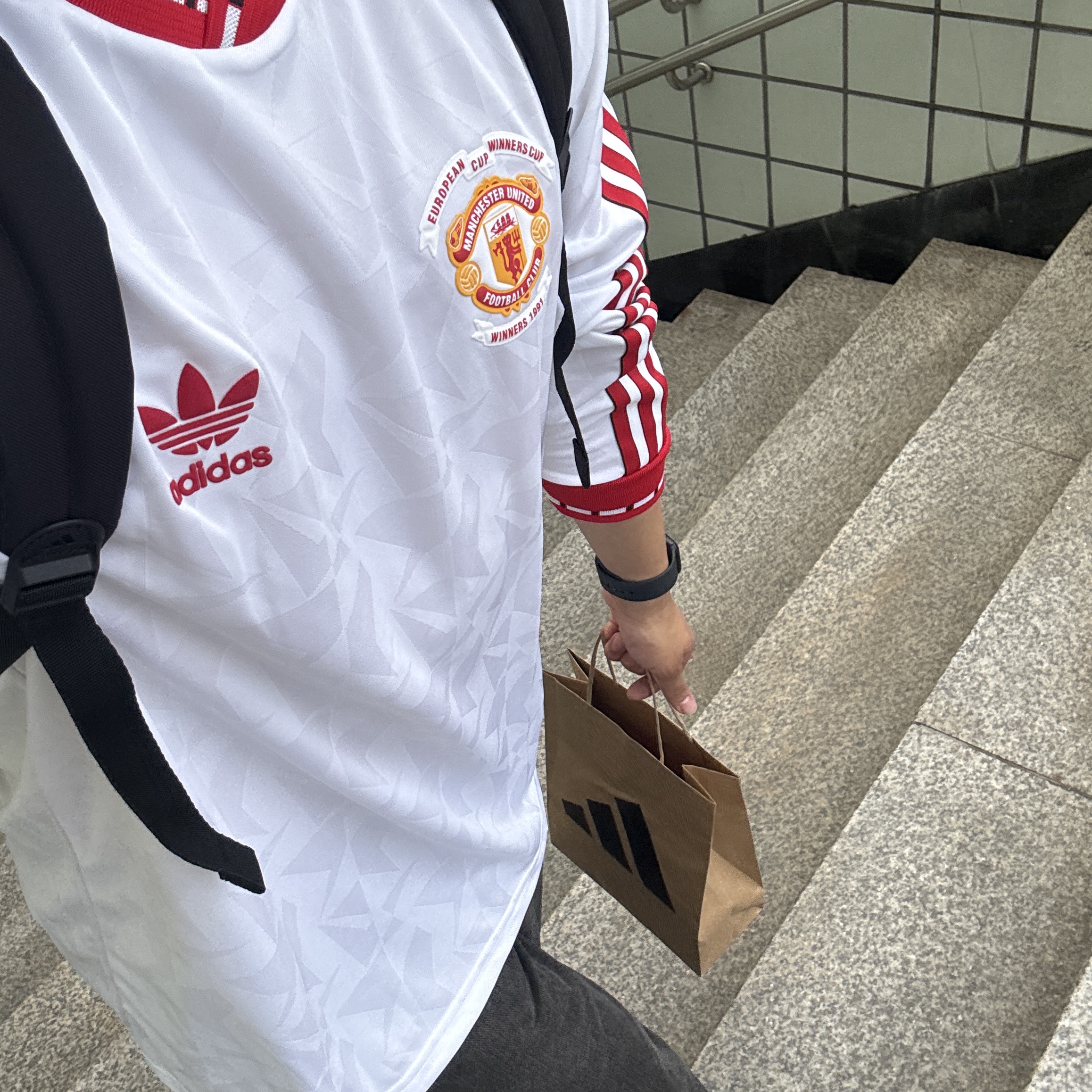 Adidas Manchester United 91 Away Long Sleeve Jersey White - KR Sizing 착용 스타일