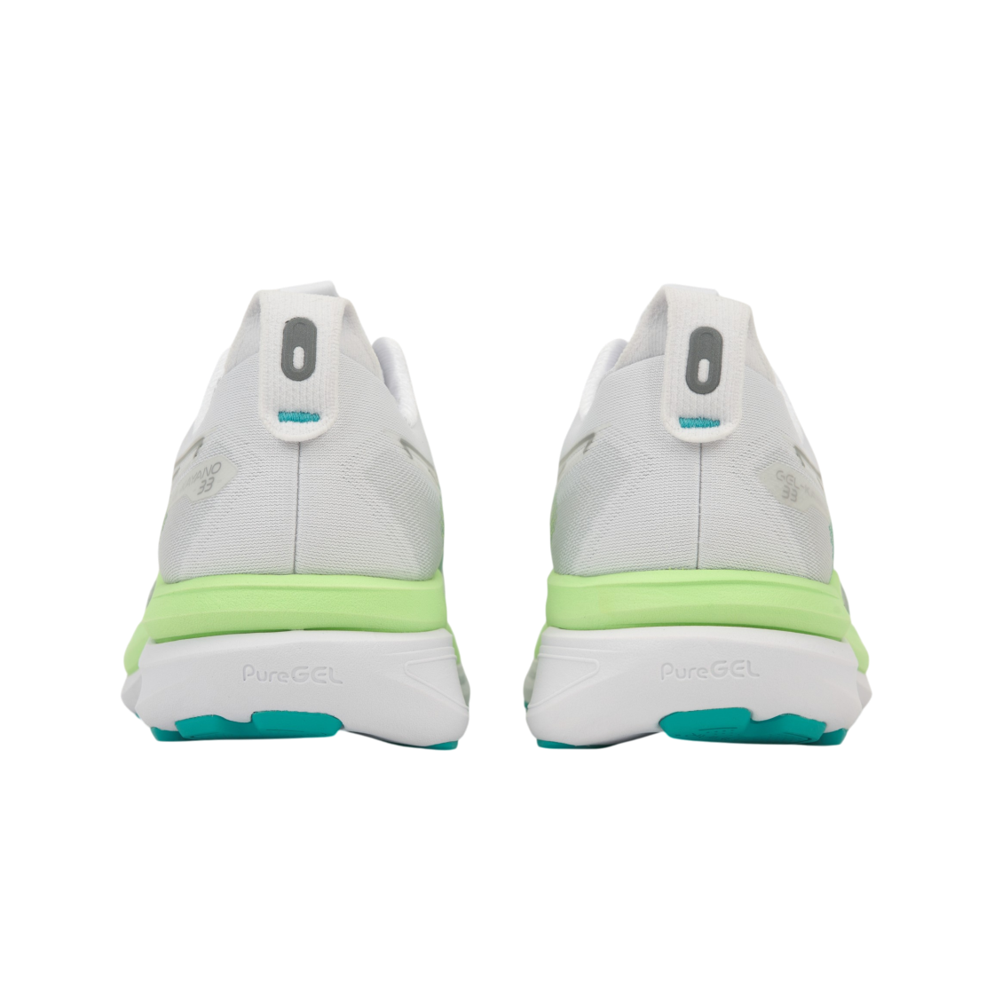 아식스 젤 카야노 33 화이트 에너지 아쿠아 - 4E 엑스트라 와이드(Asics Gel-Kayano 33 White Energy Aqua - 4E Extra Wide) - 6