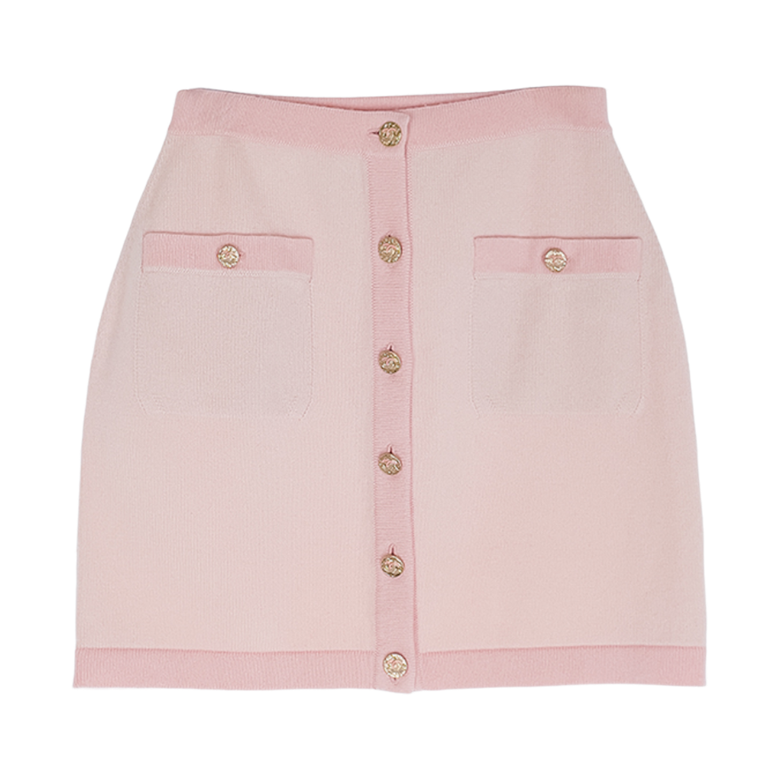 샤넬 캐시미어 버튼 스커트 36 라이트핑크/핑크(Chanel Cashmere Button Skirt Light Pink & Pink)
