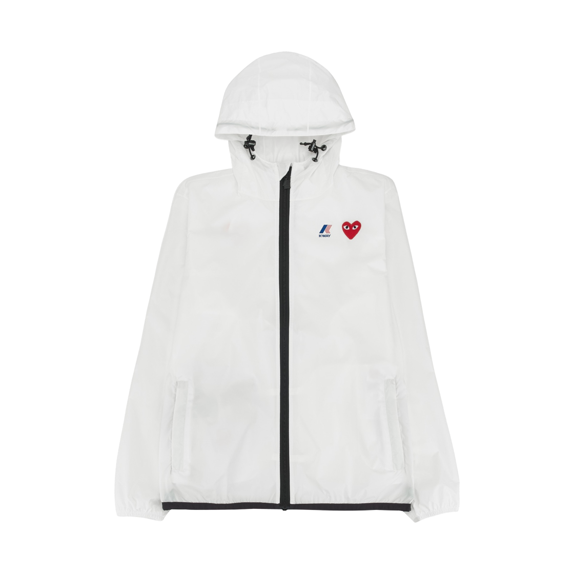 플레이 꼼데가르송 x 까웨 풀 집 자켓 화이트(Play Comme des Garcons x K-Way Full Zip Jacket White)