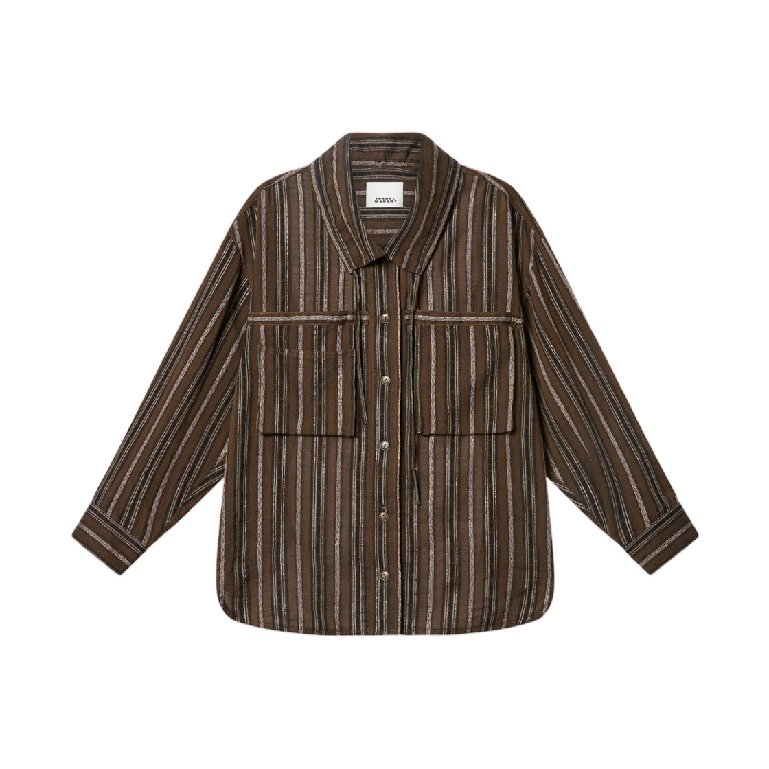 CH0340FA-D2G02I-50BZ (W) Isabel Marant Chelia Jacquard and Metallic Thread Tunic Shirt Bronze