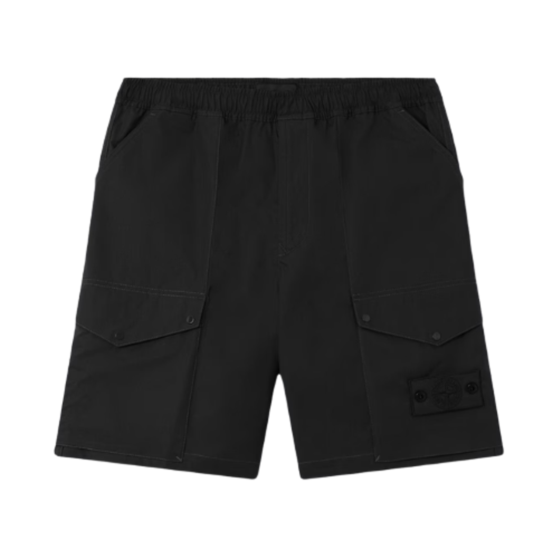 L1S15L1000-04S0F01-V0029 Stone Island L100004 All-Weather Cotton Canvas_S.I. Ghost Windproof and Breathable Comfort-Fit Cargo Shorts Black - 26SS
