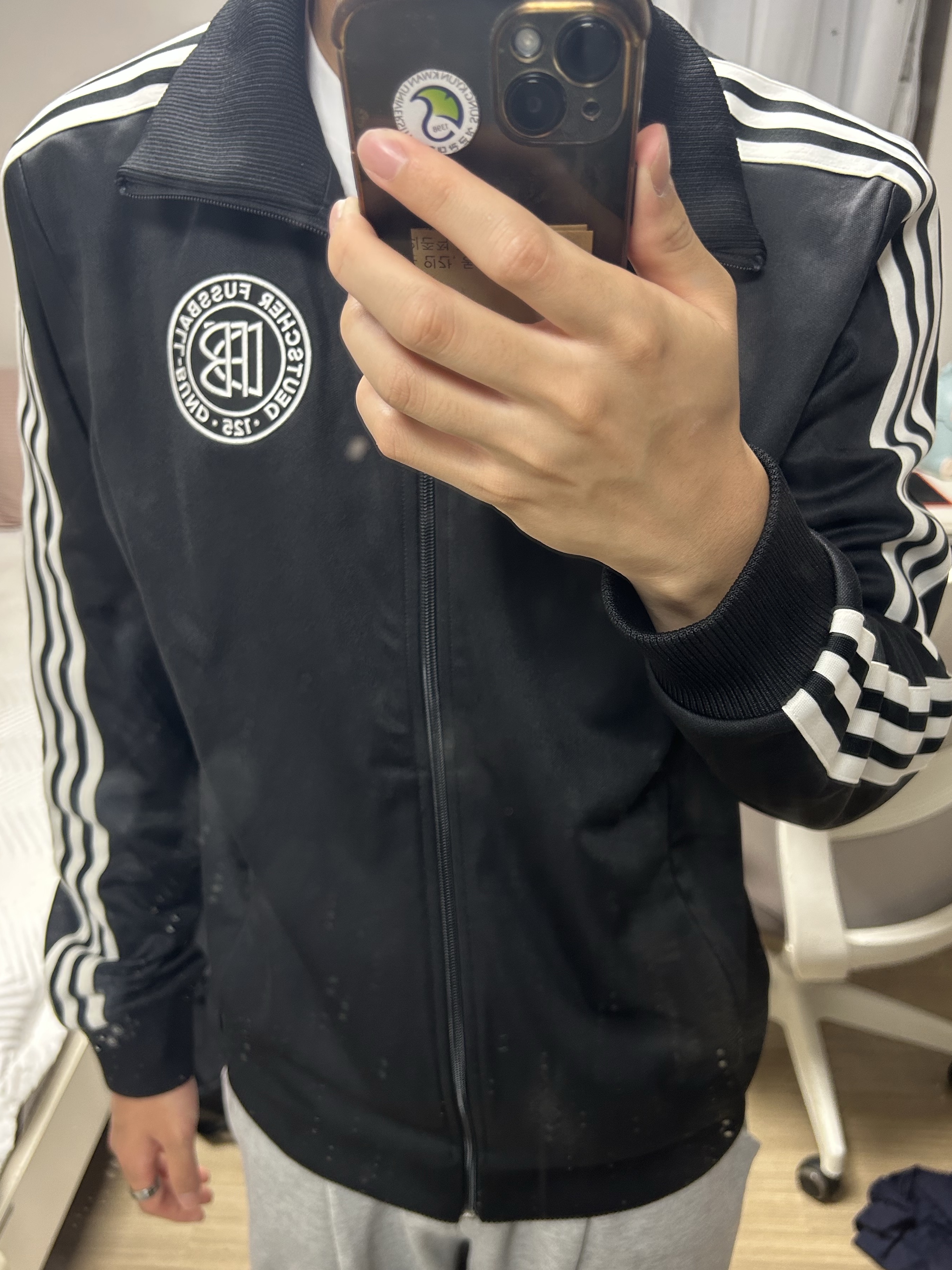 Adidas Germany 125th Anniversary Track Top Black - KR Sizing 착용 스타일 - 1