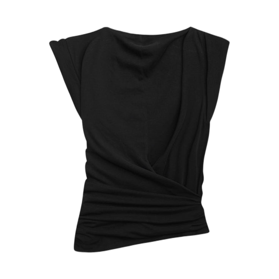TS0207FA-A1N41I-01BK (W) Isabel Marant Maisan T-Shirt Draped Plain Colored Cotton Black