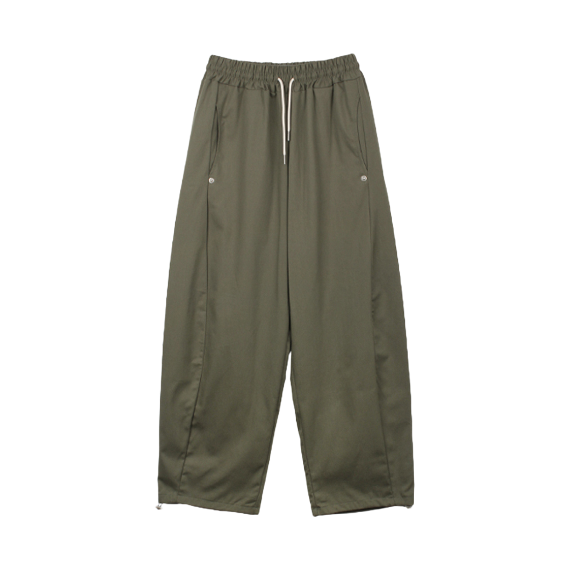 지크립 코튼 벌룬핏 사이드 스냅 와이드 팬츠 카키(GCLIP Cotton Balloon Fit Side Snap Wide Pants Khaki)