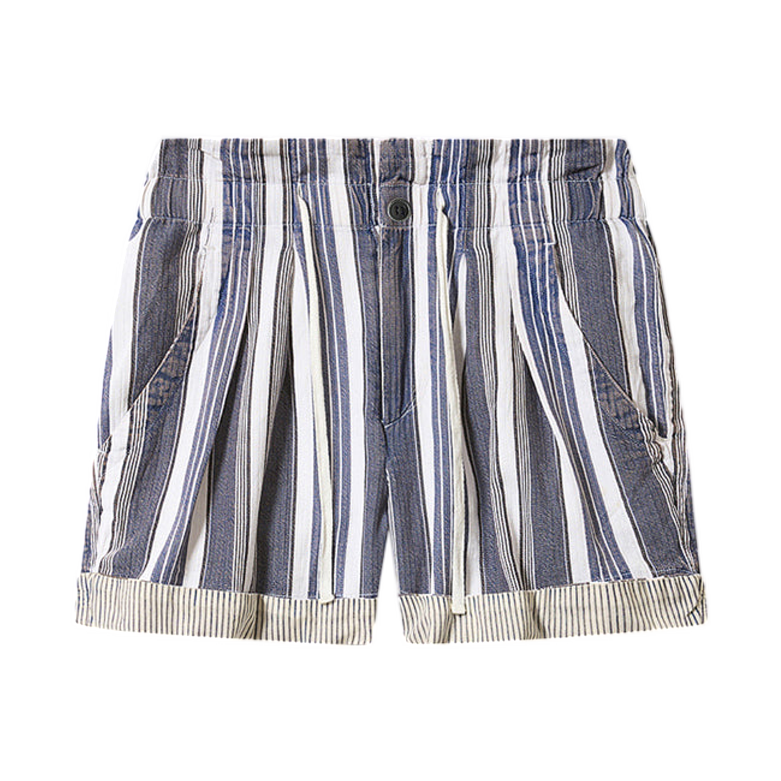 SH0256FC-D1H03E-ECBU (W) Isabel Marant Nirma Cotton and Linen Canvas Shorts Ecru Blue