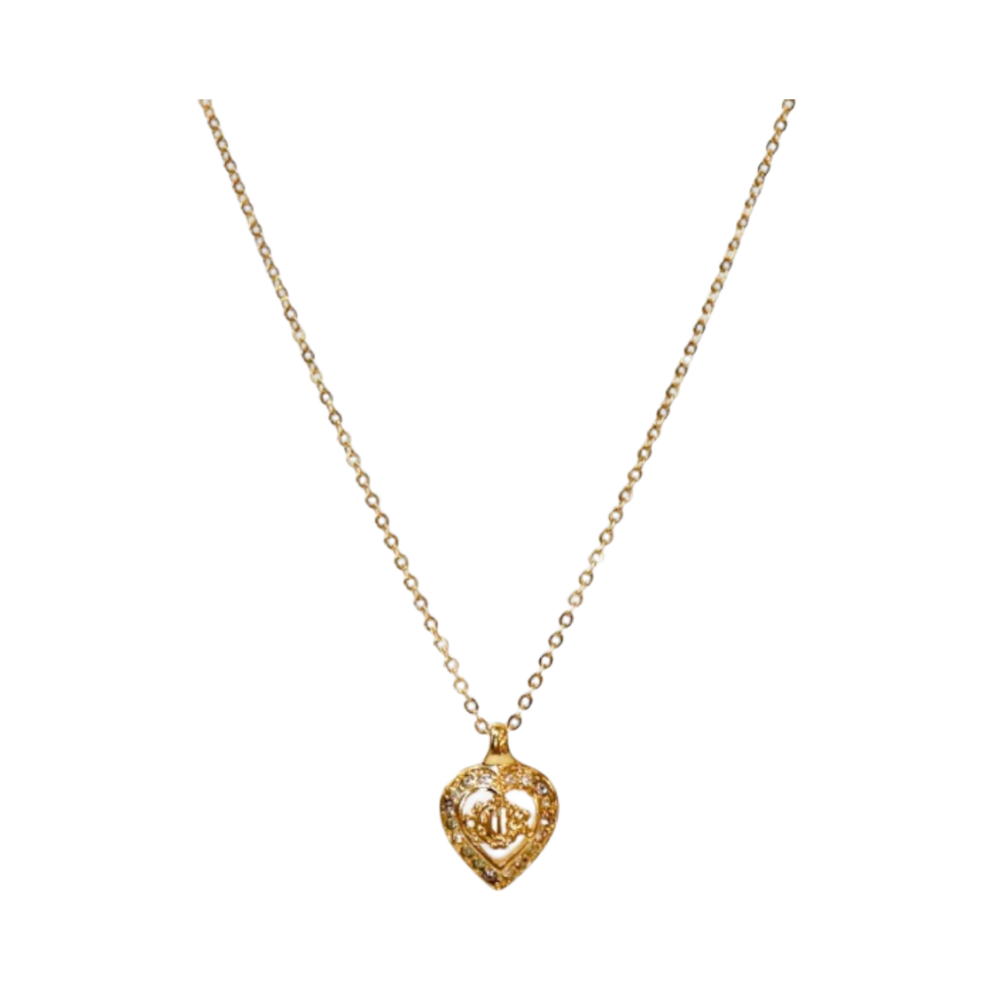 IT5V9HFBUV9K Dior Cubic Heart Gold Necklace A-B55299