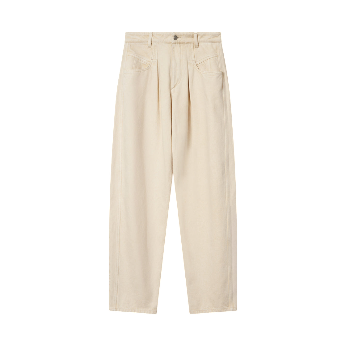 PA0778FA-D3H01I-90BE (W) Isabel Marant Lisha Solid Denim Barrel Jeans Beige
