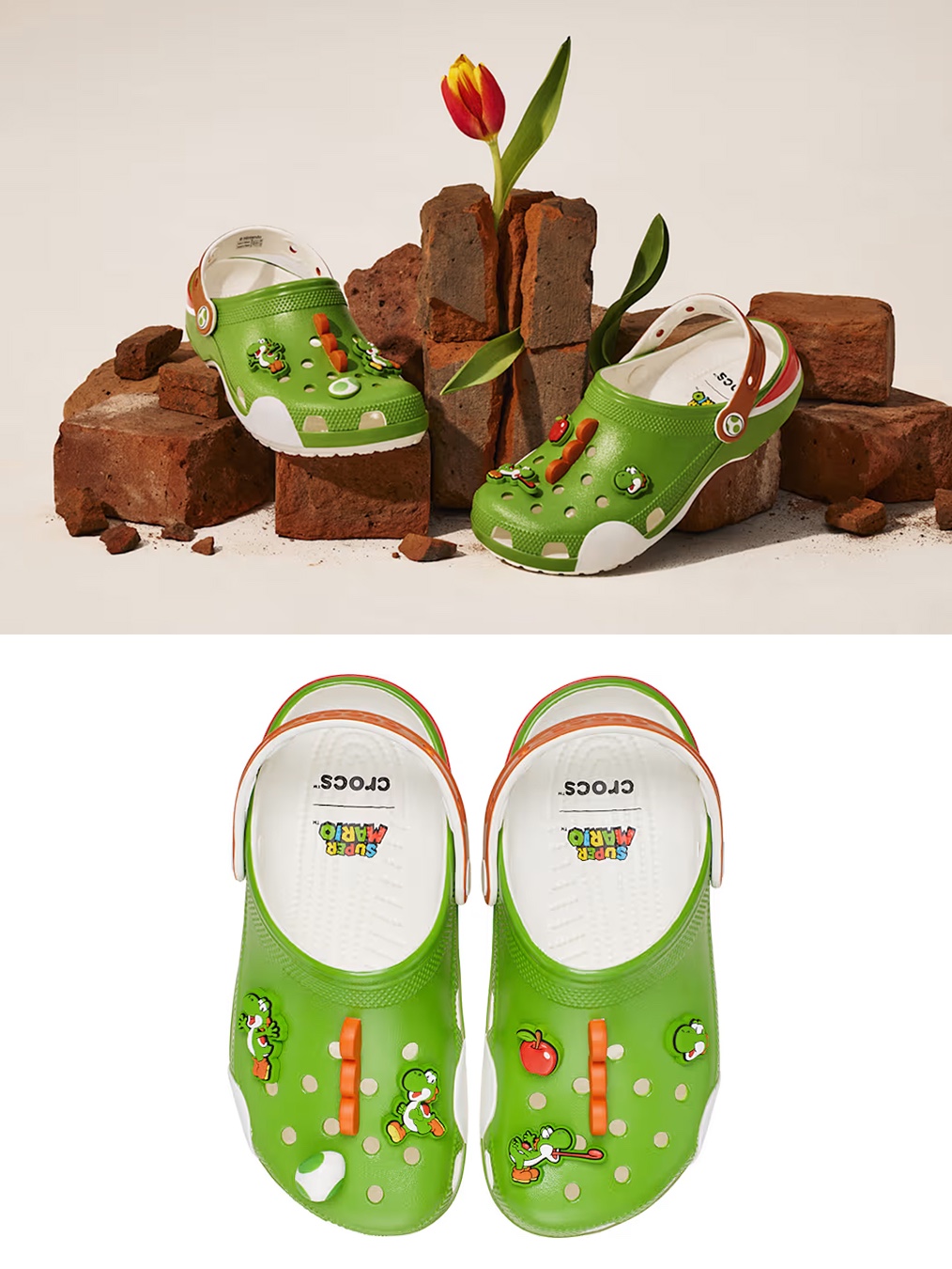 Crocs x Super Mario Bros Mario Classic Clog Multi, Crocs x Super Mario Bros Yoshi Classic Clog Multi 착용 스타일 - 3