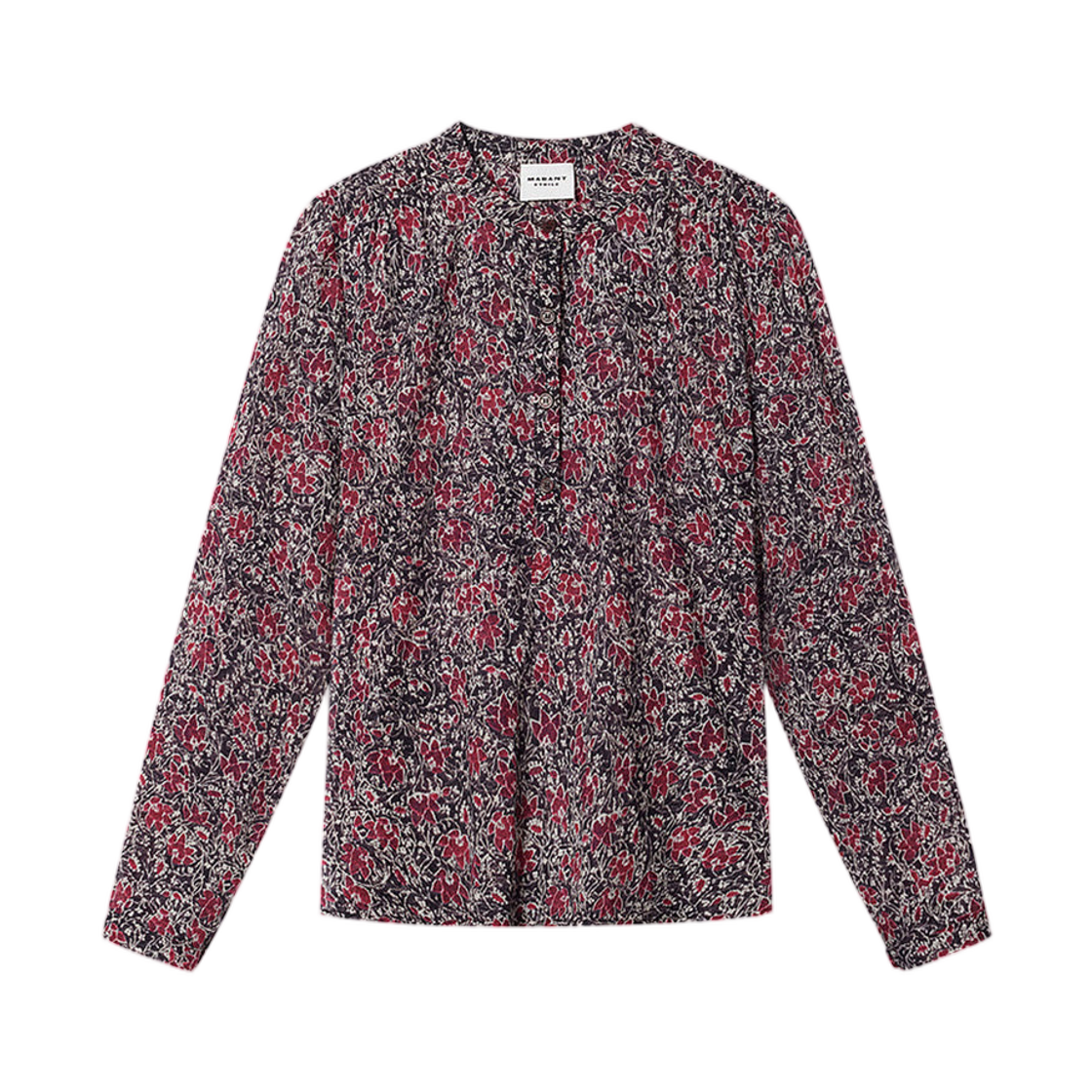 HT0029FA-D1J14E-86CY (W) Isabel Marant Maria Organic Cotton Voile Blouse Top Berry