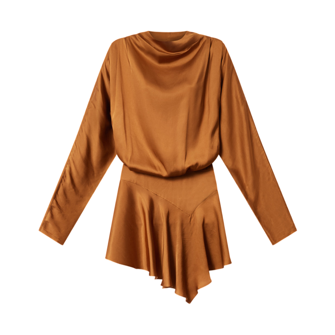 RO1094FA-D3J13I-50CA (W) Isabel Marant Neline Draped Satin Dress Caramel
