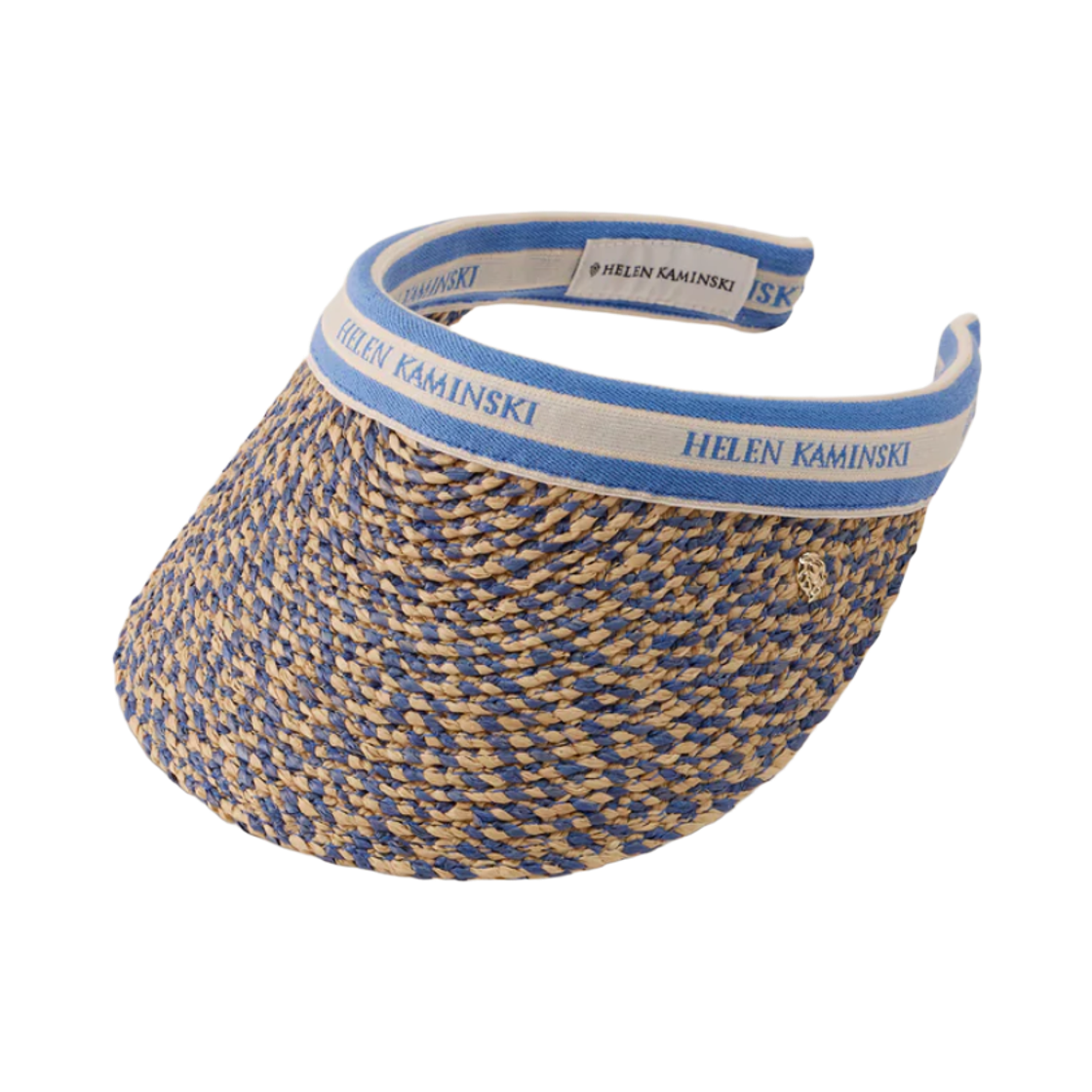 (W) 헬렌 카민스키 비앙카 10 라피아 로고 바이저 라피스 멜란지 라피스((W) Helen Kaminski Bianca 10 Raffia Logo Visor Lapis Melange Lapis)