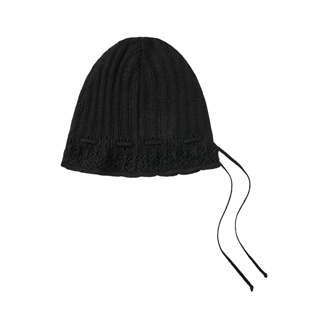 아비에무아 레이스 스칼럽 니트 비니 블랙(Aviemuah Lace Scallop Knit Beanie Black) - 2