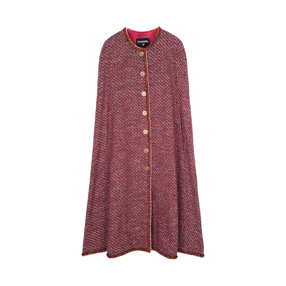 샤넬 21A 공방컬렉션 트위드 케이프 롱코트 34 레드(Chanel 21A Atelier Collection Tweed Cape Long Coat Red)