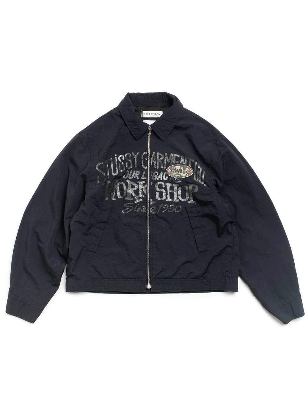 Stussy x Our Legacy Collegiate Pig. Dyed T-Shirt Taupe Overdyed Black, Stussy x Our Legacy Stamp T-Shirt Pigment Dyed Faded Black 착용 스타일 - 9
