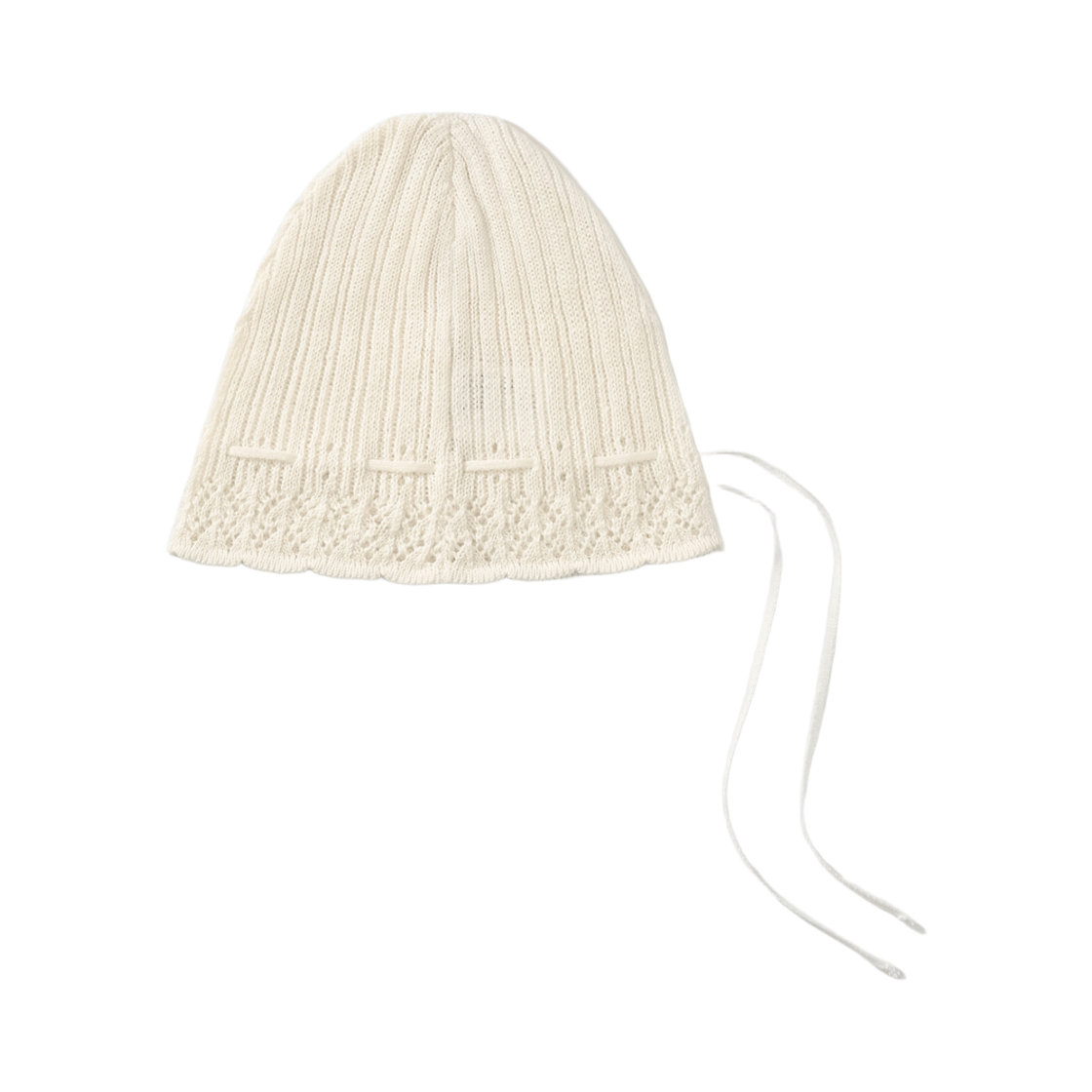 아비에무아 레이스 스칼럽 니트 비니 아이보리(Aviemuah Lace Scallop Knit Beanie Ivory) - 2
