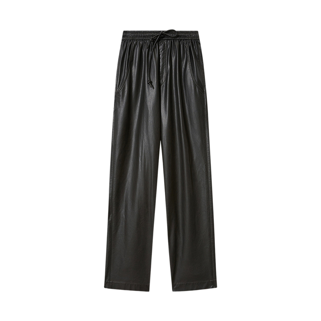 (W) 이자벨 마랑 네레안 파인 앤 서플 포우 레더 팬츠 블랙((W) Isabel Marant Nereane Fine and Supple Faux Leather Pants Black)
