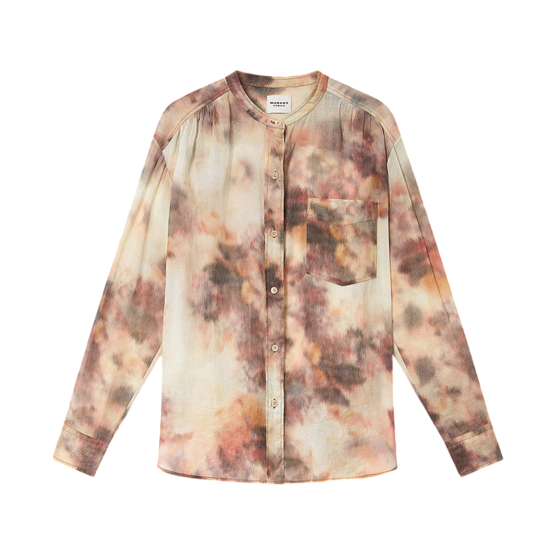 HT0028FA-D1J13E-90BE (W) Isabel Marant Mexika Printed Cotton Voile Blouse Top Beige
