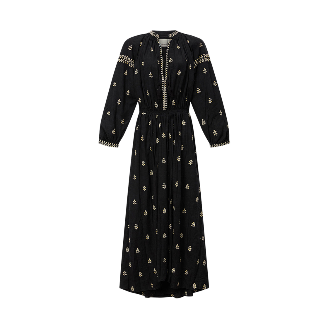 RO1027FA-D1J12I-01BK (W) Isabel Marant Rodilia Long Tussar Silk Tunic Dress Black