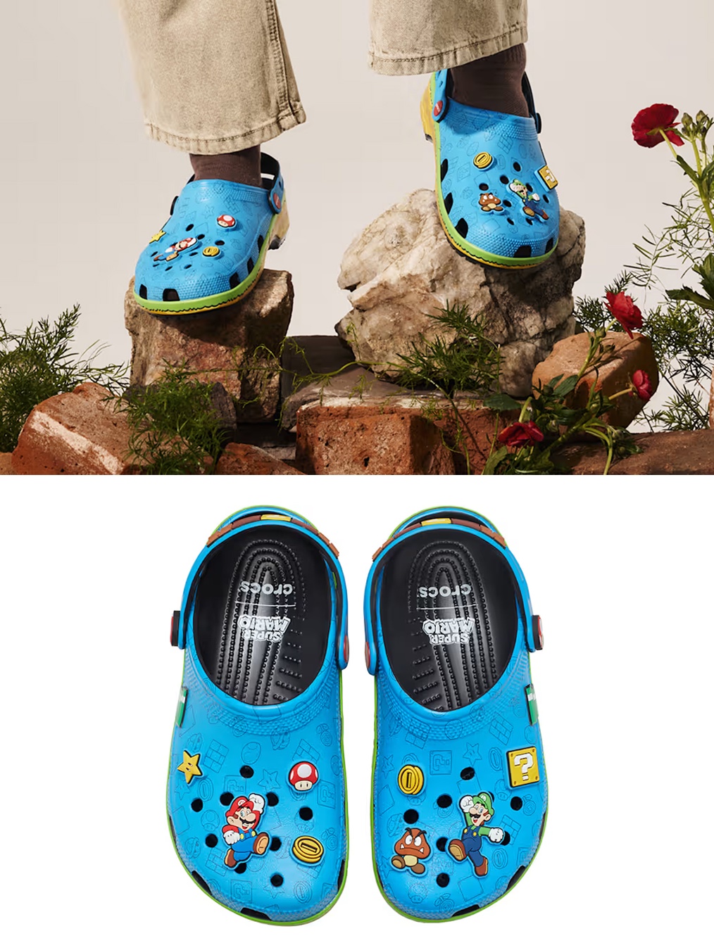 Crocs x Super Mario Bros Mario Classic Clog Multi, Crocs x Super Mario Bros Yoshi Classic Clog Multi 착용 스타일 - 6