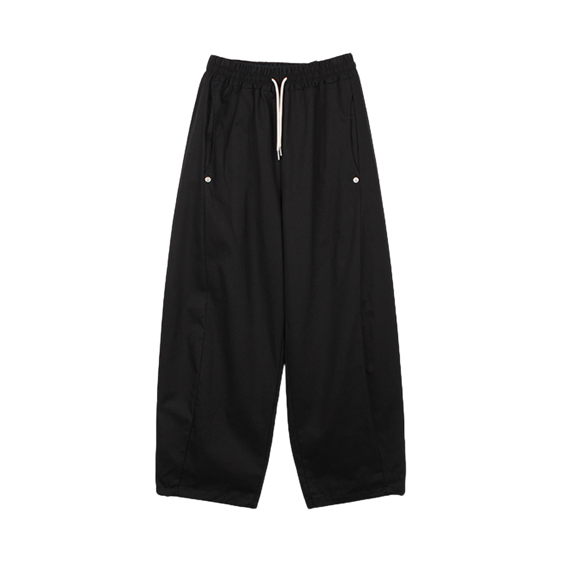 지크립 코튼 벌룬핏 사이드 스냅 와이드 팬츠 블랙(GCLIP Cotton Balloon Fit Side Snap Wide Pants Black)