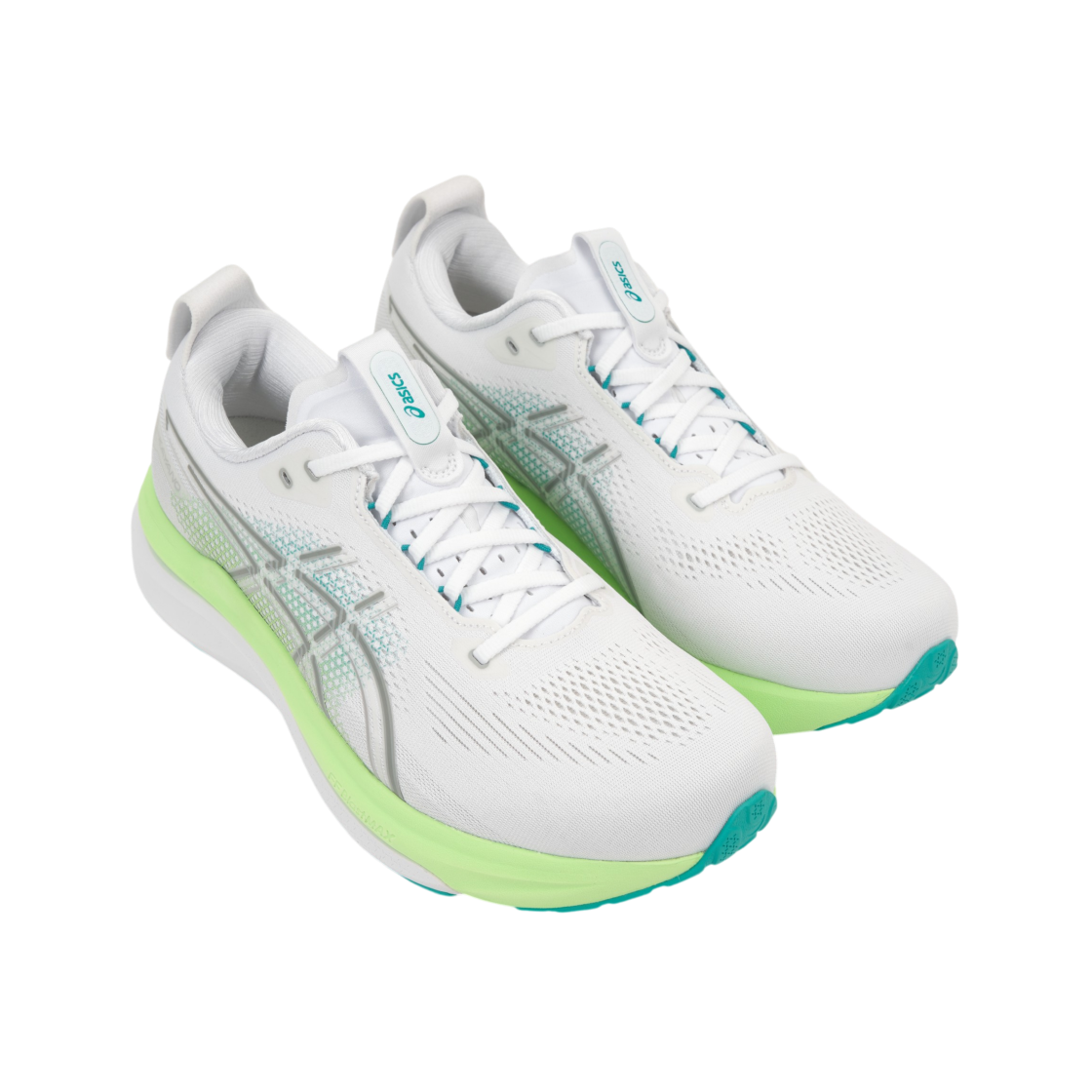 아식스 젤 카야노 33 화이트 에너지 아쿠아 - 4E 엑스트라 와이드(Asics Gel-Kayano 33 White Energy Aqua - 4E Extra Wide) - 4