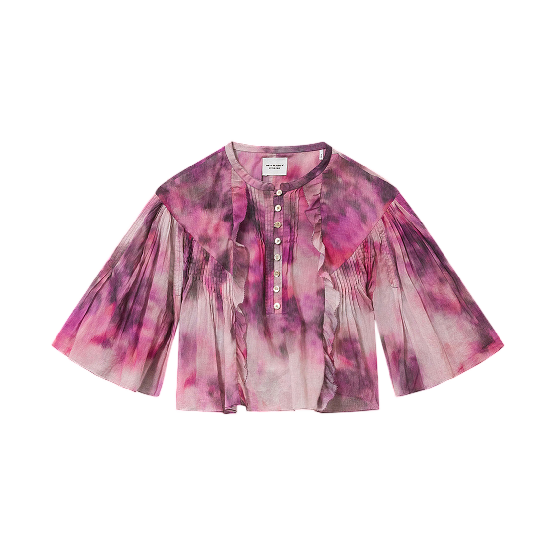 HT0854FA-D1J13E-40PK (W) Isabel Marant Veelia Lightweight Printed Cotton Voile Top Pink
