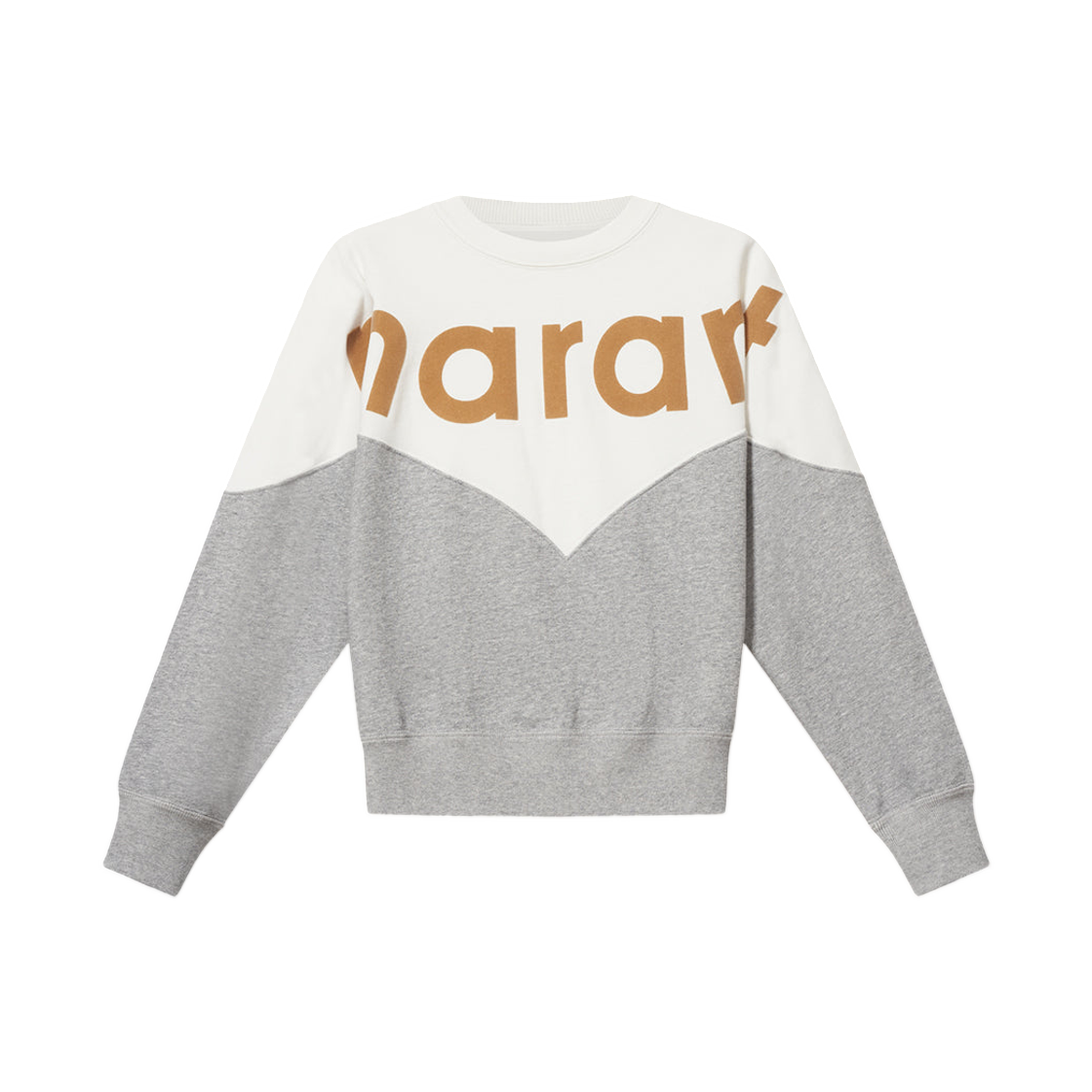 SW0006FA-A1M08E-OFLY (W) Isabel Marant Houston Sweat Two Tone Flocked Cotton Fleece Sweatshirt White Light Grey