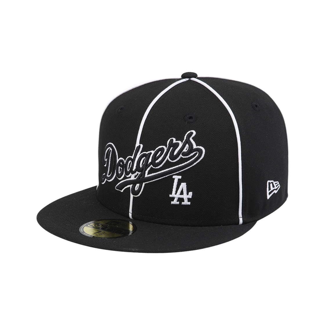 15206387 New Era MLB LA Dodgers Piping Script Fitted Cap Black