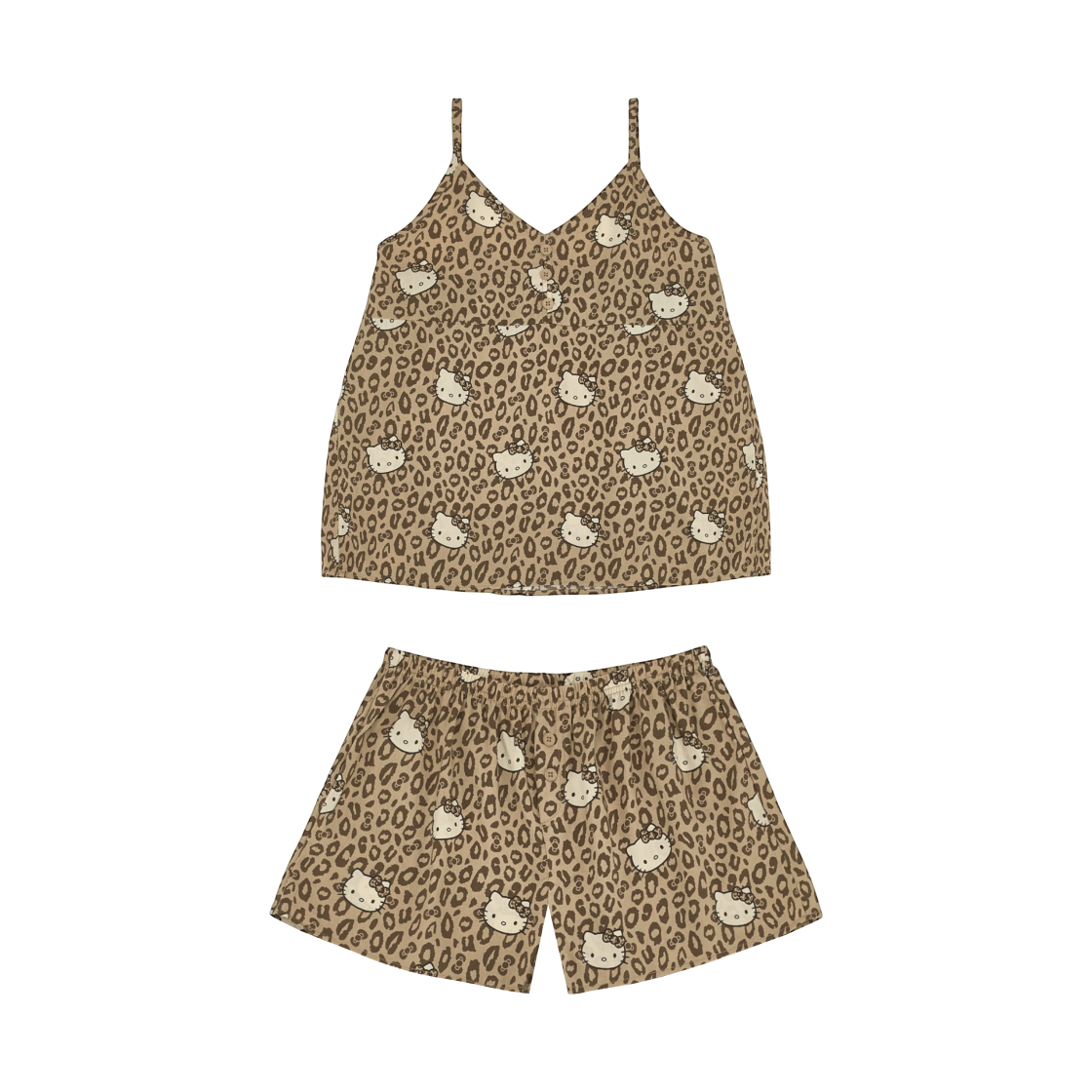 SPPPG37U02 Spao x Hello Kitty Leopard Slip Pajamas Brown