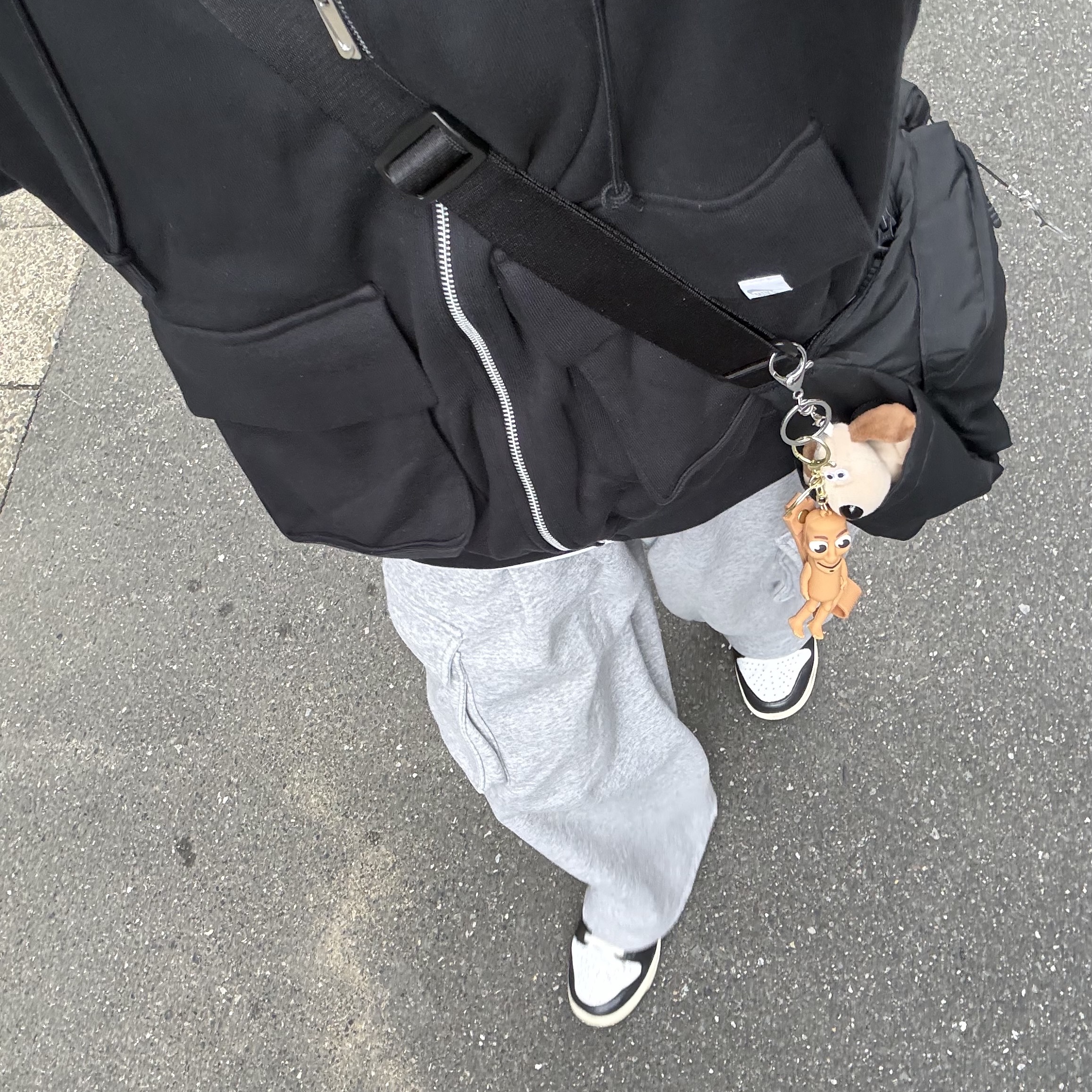 (W) Nike NSW Oversized Full Zip French Terry Hoodie Black Anthracite - Asia 착용 스타일 - 6