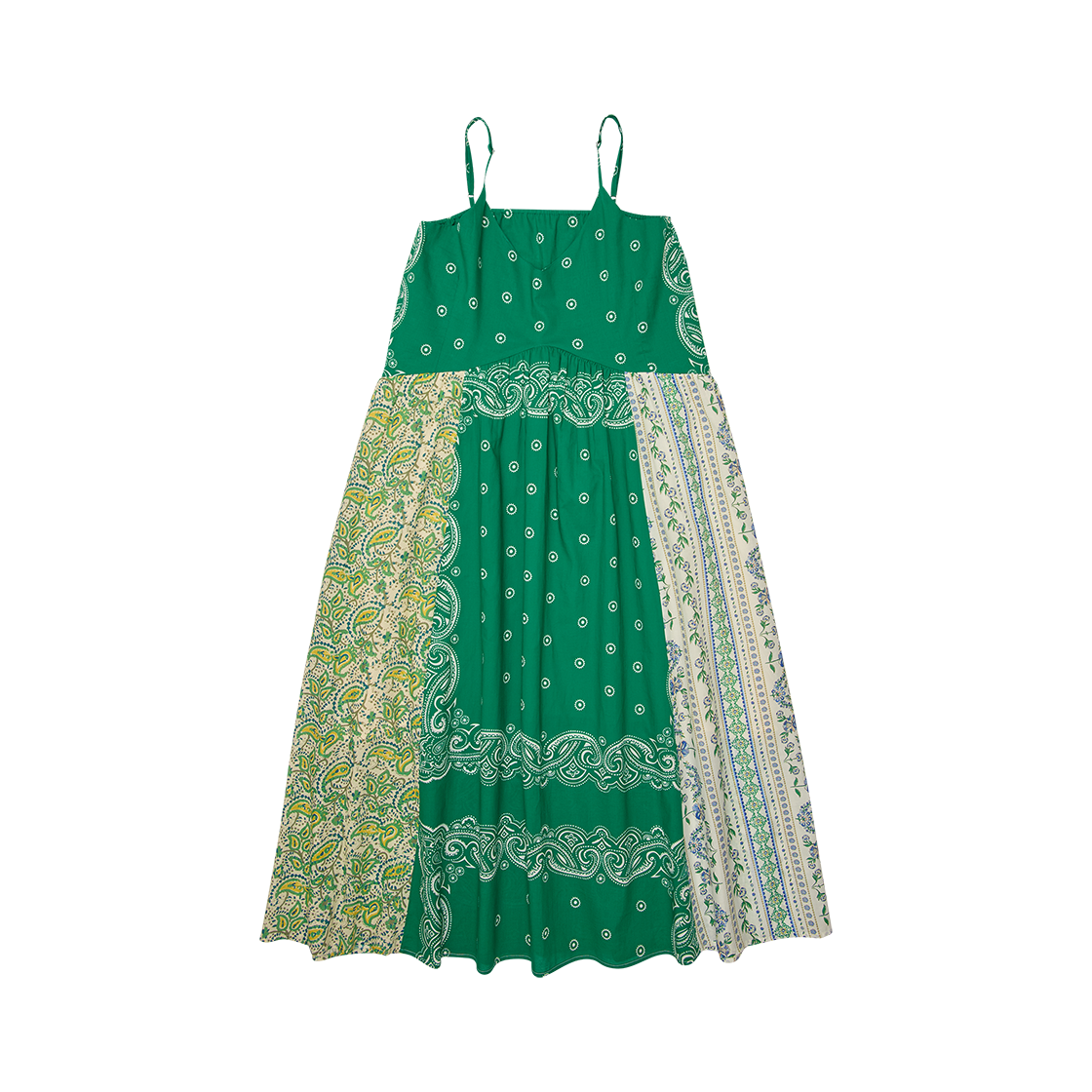 고트 패치워크 반다나 드레스 멀티 그린((W) GORT Patchwork Bandana Dress Multi Green)