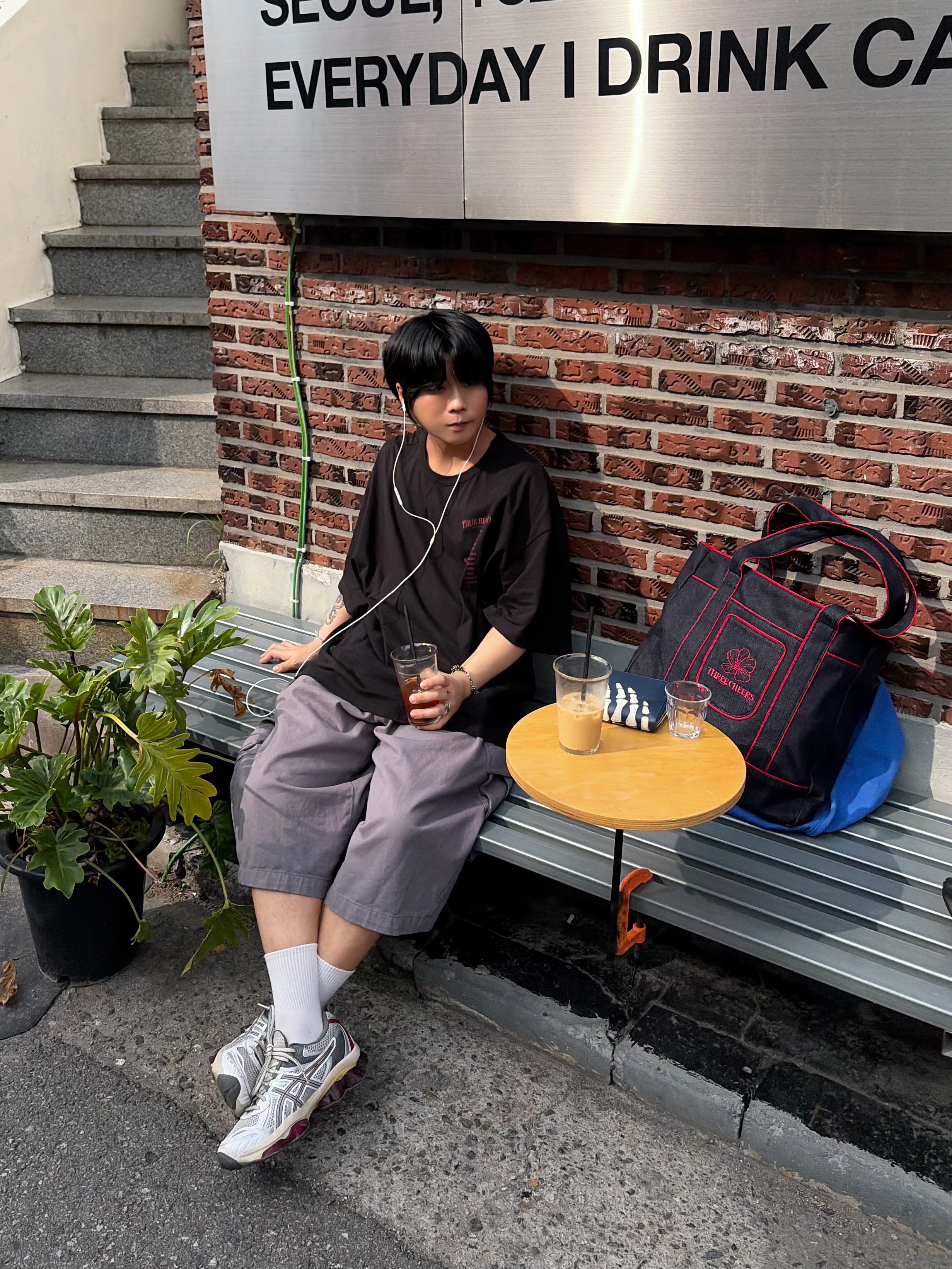 Sansan Gear Capri Pants Purple Grey - 25SS 착용 스타일 - 2