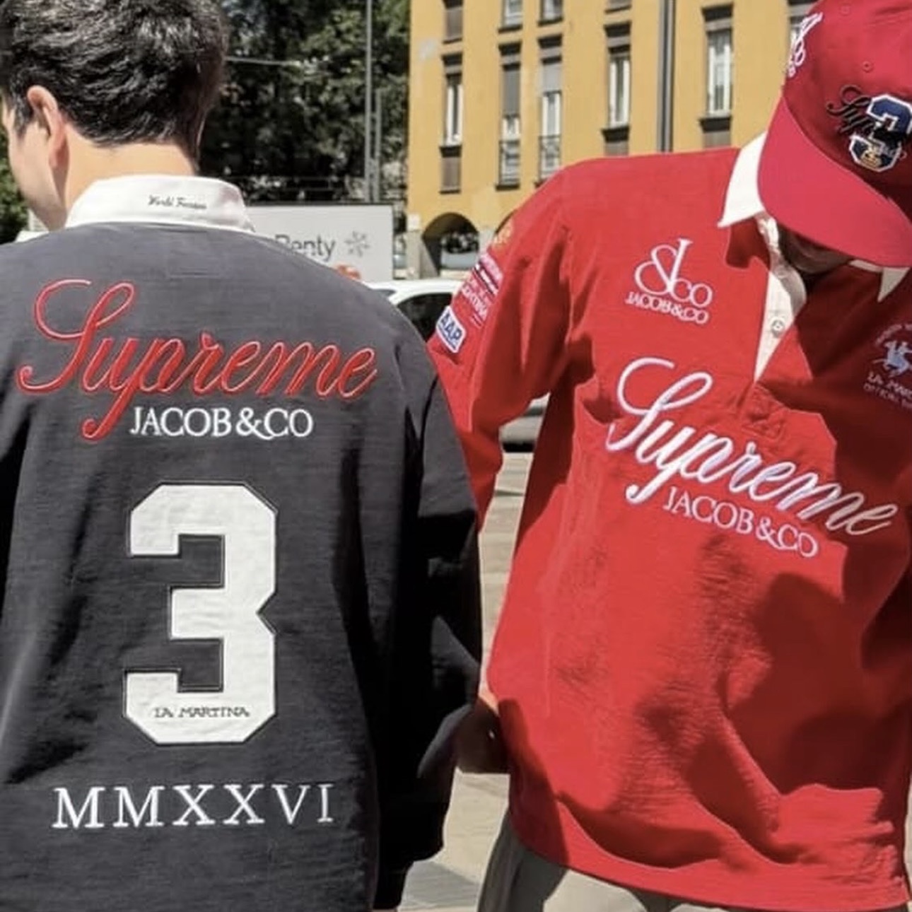 Supreme Reflective Bandana Anorak Light Blue - 26SS, Supreme x La Martina x Jacob & Co Rugby Red - 26SS 착용 스타일 - 2