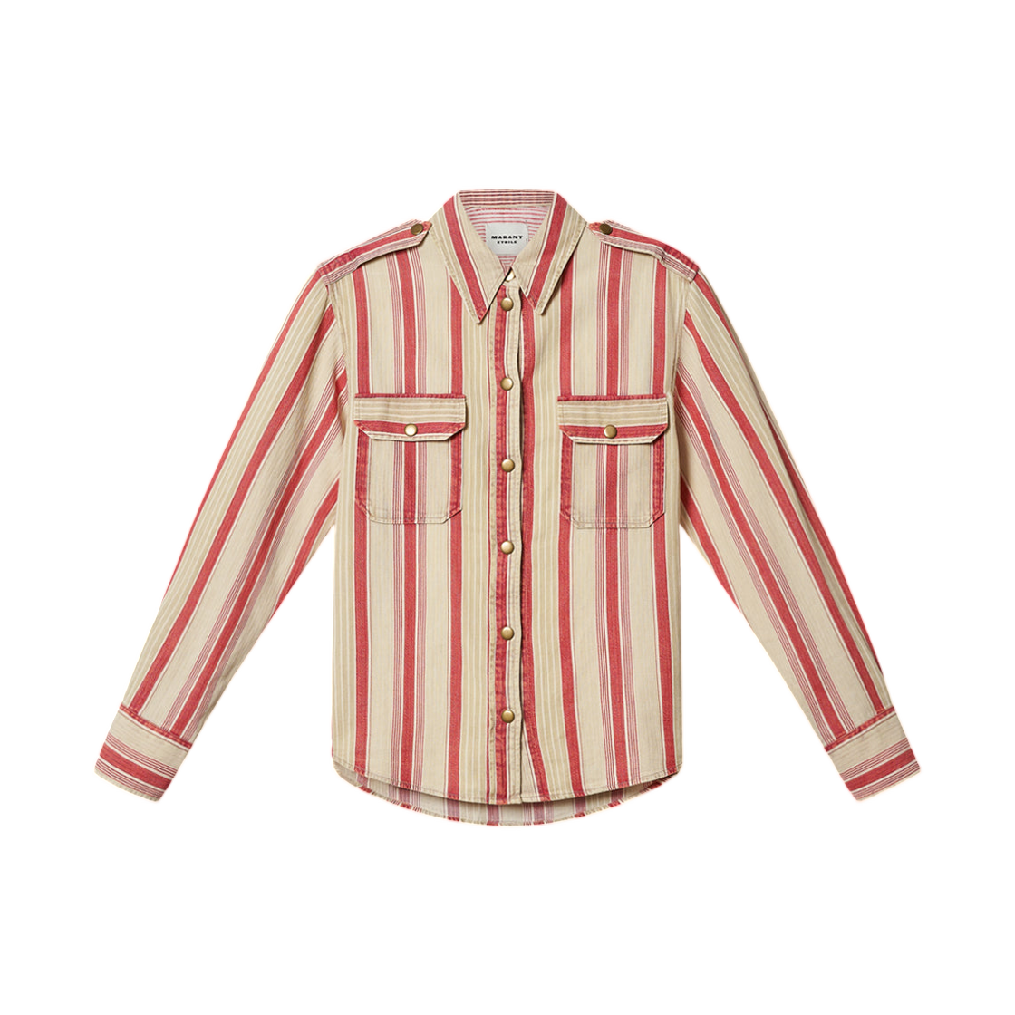 CH0299FA-D1H03E-BERD (W) Isabel Marant Gelva Striped Summer Jacquard Shirt Beige Red