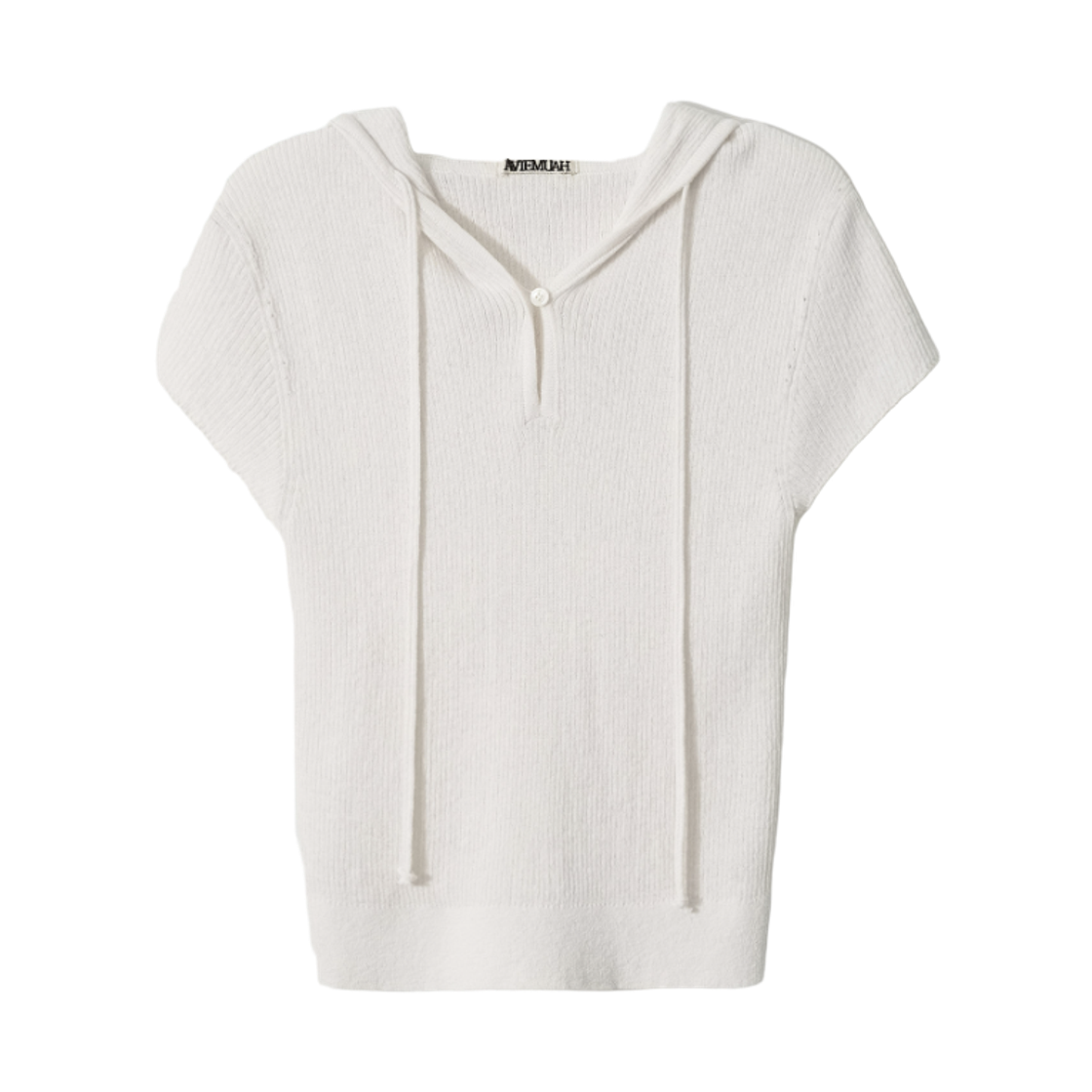 - (W) Aviemuah Linen Half Sleeve Knit Hoodie Ivory