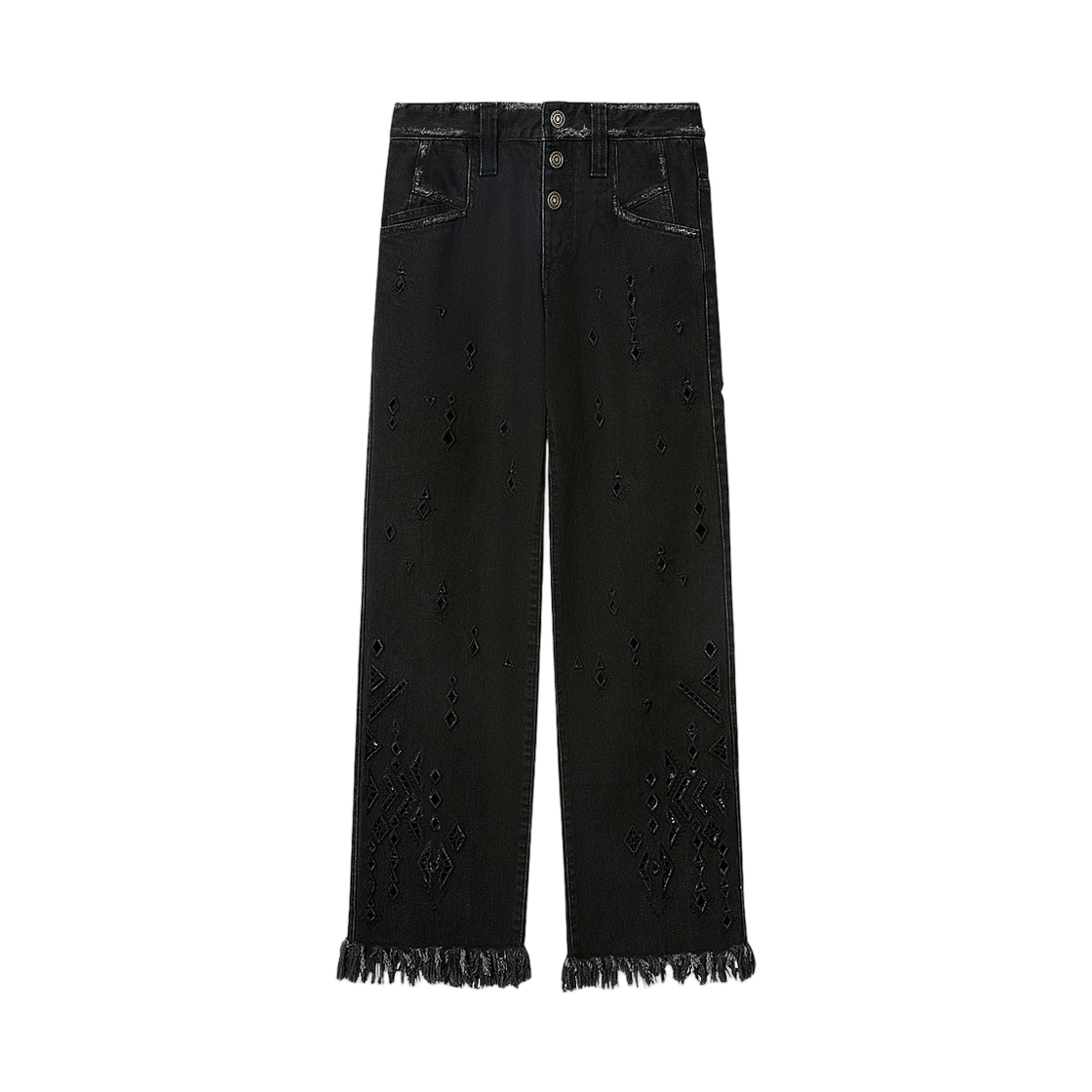 PA0698FA-D2H01I-01BK (W) Isabel Marant Amia Loose Flared Denim Pants Black