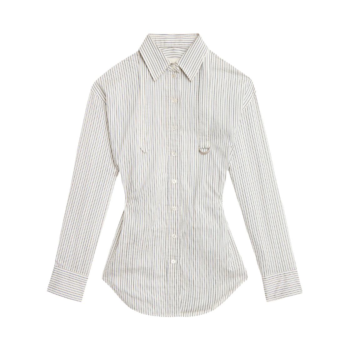 CH0262FA-C4I01I-ECBK (W) Isabel Marant Aurora Striped Cotton and Silk Shirt Ecru Black