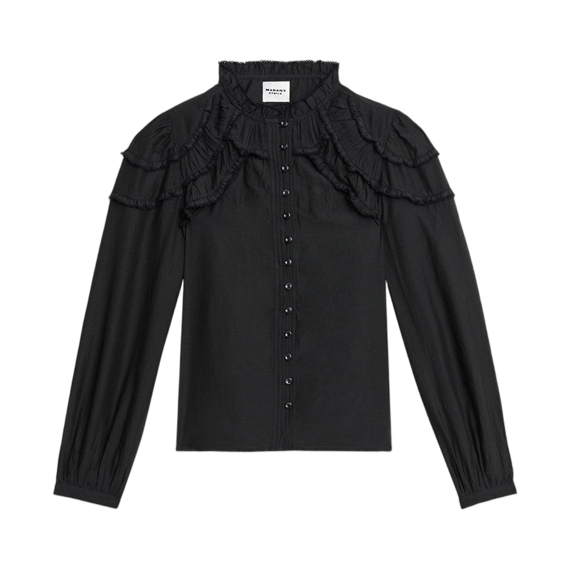 HT0681FB-B3J04E-01BK (W) Isabel Marant Christa Blouse Gathered Cotton Black