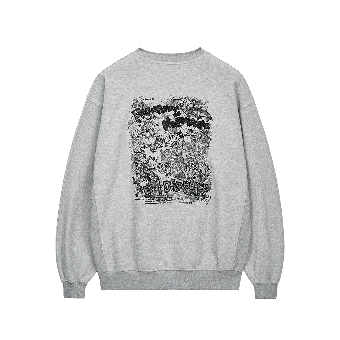 지오송지오 녹턴 아트워크 스웻셔츠 멜란지그레이 ZI2TS202MG(ZIOSONGZIO Nocturne Artwork Sweatshirt Melange Grey)