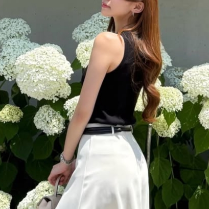ARCMOOR Dense Knit Tank Sleeveless Black 착용 스타일 - 3