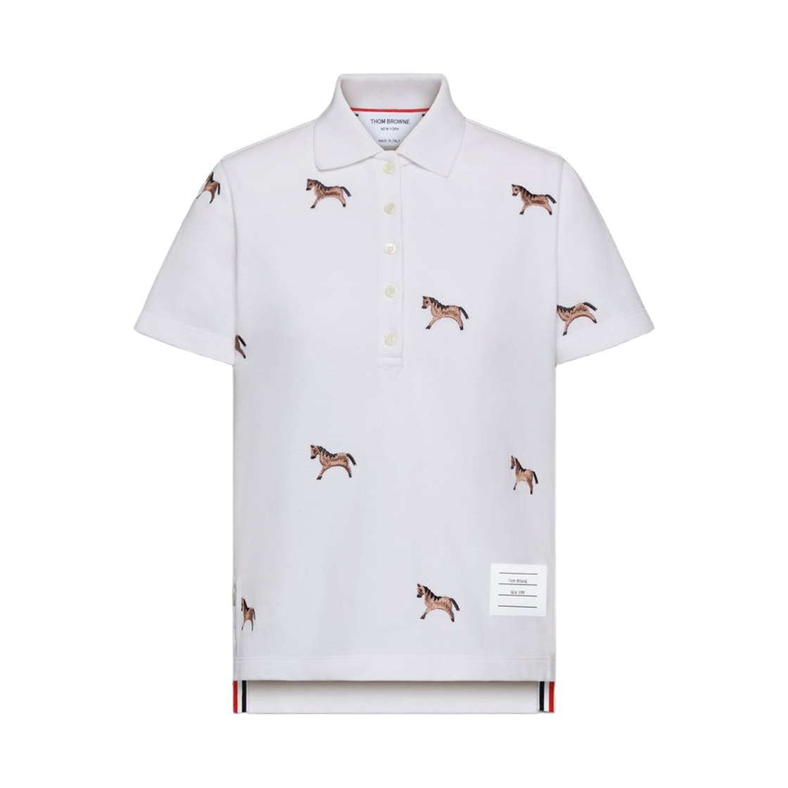 FJP126E-00050-100 (W) Thom Browne Lunar New Year Pique Horse Embroidery Polo White