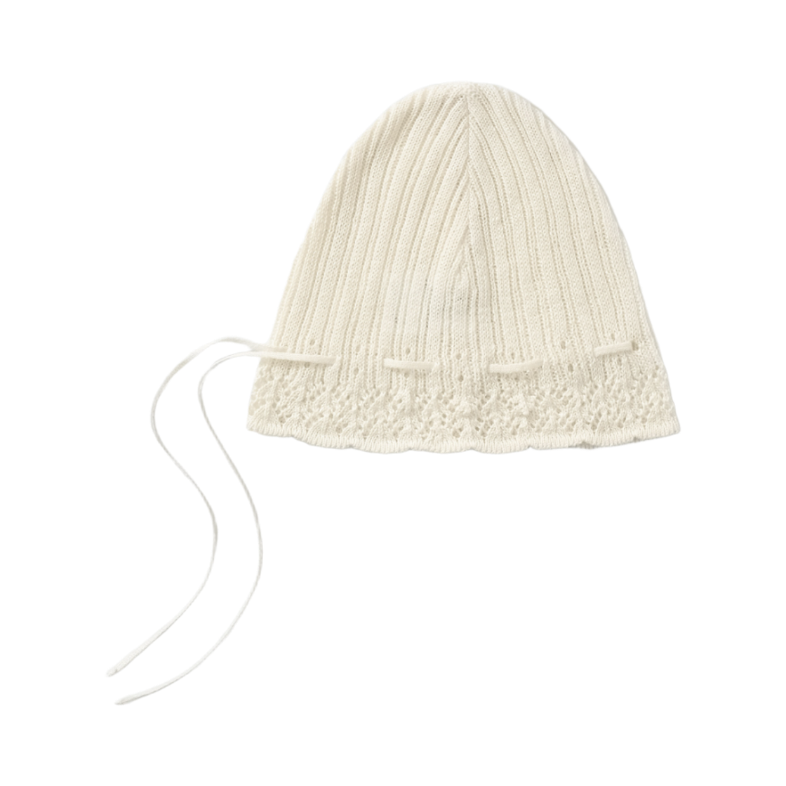 - Aviemuah Lace Scallop Knit Beanie Ivory